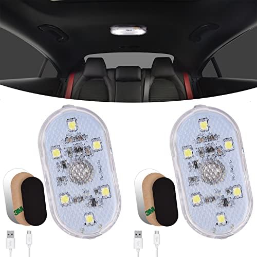 URAQT Araç iç aydınlatma, 2 adet 150 MA LED araç iç aydınlatması, USB şarj edilebilir mobil dokunmatik şalter ışığı, otomobil, karavan, karavan, tekne, mutfak, banyo için, 6 LED beyaz ışık