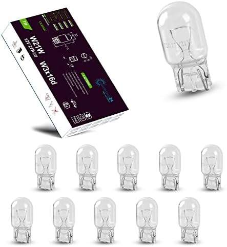 LIGHTWORLD24 10 x W21W T20 12 V 21 W | Halojen Araç Araç Lambaları | Son derece uzun ömürlü | ‎7440 W3X16D fren lambası, geri vites lambası, sinyal lambası için