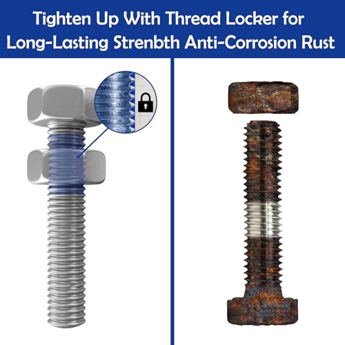 Thread Lock Bule, 243 Medium Strength Lock Tight Threadlocker Anti-Rust&Loosening, Lock Tight for Gap Filling and Tighten Bolts Nuts Fasteners 50ml Round Bottle - Görsel 2