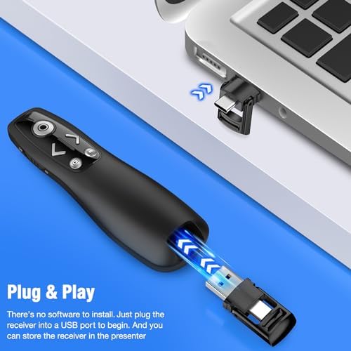 2-in-1 USB Type C Wireless Presenter Remote with Volume Control - Slide Advancer for PowerPoint, Mac, Computer, Laptop - Görsel 4