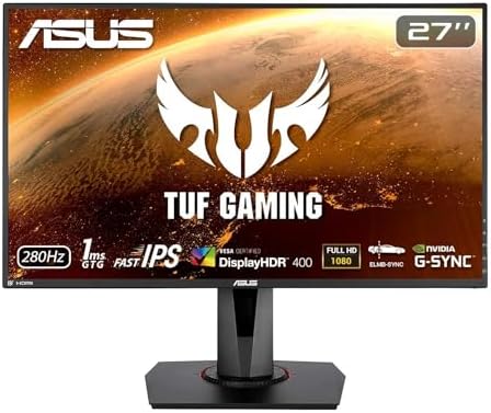 ASUS TUF Gaming VG279QM 27” HDR Monitor, 1080P Full HD (1920 x 1080), Fast IPS, 280Hz, G-SYNC Compatible, Extreme Low Motion Blur Sync (ELMB SYNC), 1ms, DisplayHDR 400,, BLACK - Görsel 1