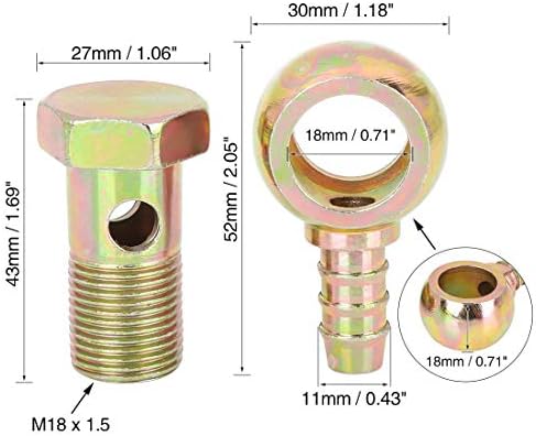 X AUTOHAUX 2 set içi boş vida 18 mm Banjo hortum Barb cıvata fitting fren aksesuarı adaptör M18 x 1,5 - Görsel 2