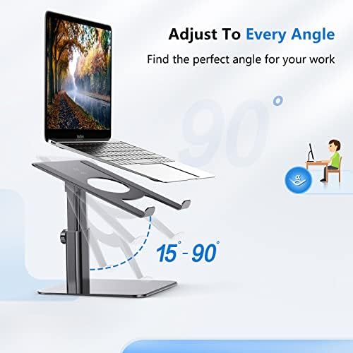 Shmyby Laptop Stand, Ergonomic Aluminum Laptop Stand for Desk, Adjustable Laptop Riser Compatible with MacBook, Air, Pro, Dell XPS, HP, Xiaomi, Samsung, and Other 10-17 inches laptops - Görsel 2