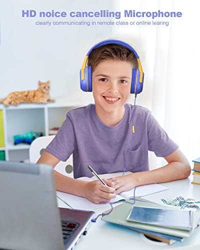 Kids Headphones Wired with Microphone for ipad Computer Laptop for Boys Girls Volume Limit Foldable Over Ear Headset for School 3.5mm Jack - Görsel 6
