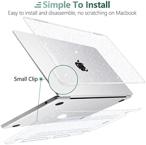 MEEgoodo Glitter Case for MacBook Air 13.6 inch Case 2022 Released A2681 with M2 Chip, Laptop Hard Shell Cases with Keyboard Cover & Camera Cover Compatible with 13.6" MacBook Air Case, Star Clear - Görsel 4