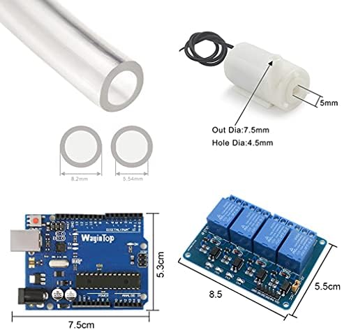 WayinTop Otomatik sulama bahçe kendin yap kiti, eğitimli, geliştirme tahtası, USB kablolu + 4 kanal 5 V röle + 4 adet toprak nem sensörü + 4 adet mini su pompası + 5 m PVC hortum + Jumper kablosu - Görsel 4