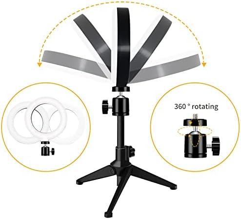 Desk Ring Light for Zoom Meetings - Video Conference Lighting Kit for Laptop Computer, 6” Clip on Table LED Light Lamp with Tripod Stand for Video Recording, Remote Working, Gaming, Vlogging - Görsel 5