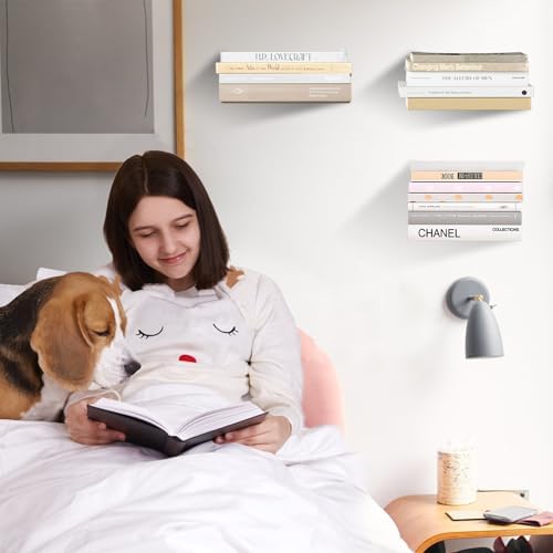 Invisible Floating Bookshelf - Modern White Wall Mount Metal Shelves for Room, Bedroom Bookcase, Small Bookshelf with Minimalist Design, Sleek Storage for Books & Decoratives（6PCS） - Görsel 6