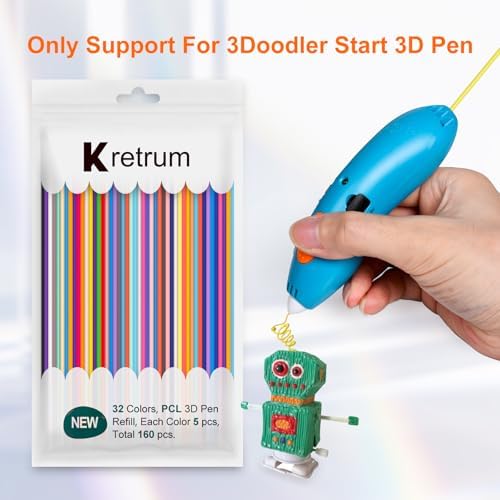 32 Colors 3D Doodler Pen Refills for 3Doodler Start 3D Pen Low Printing Temperature PCL Filament 3Doodler Start Refills Packs Each Color 15.2 cm x 5 pcs Total 160 pcs Only Fit for 3Doodler Start Pen - Görsel 2
