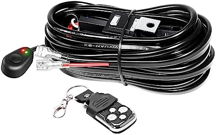 RIGIDON Kablo demeti kablo seti röle adaptörü, araç farı, çalışma ışığı, gündüz farı, ışık şeritleri DC 12V/40A, on-off strobe uzaktan kumanda şalteri (1 lamba maks. 300 W)