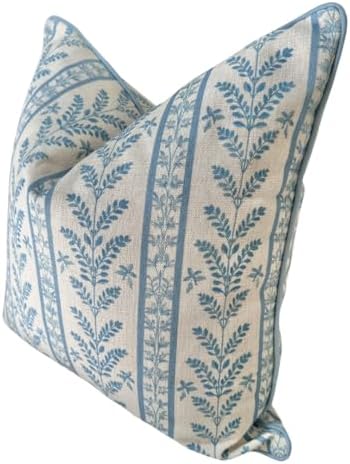 Grandmillennial Throw Pillow for Home Louis Blue and White Pillow Cover Grandmillennial Pillow Cover 20" x 20" Grandmillennial Home Decor - Görsel 6