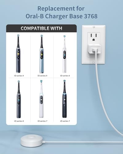 WUKUR Charger for Oral B iO Series Charging Base,Compatible with Oral B iO Electric Toothbrush 7/8/9/10 Series, Magnetic Travel Charger Base Model 3768 Power Cord(White) - Görsel 2
