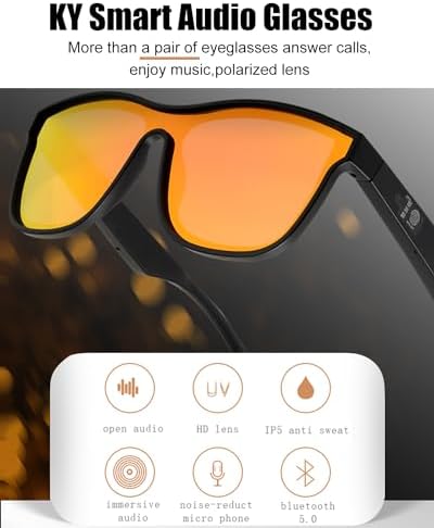 Smart Glasses,Bluetooth Sunglasses for Men Women with Speakers,Polarized Lenses,Touch/Voice Assistant - Görsel 2