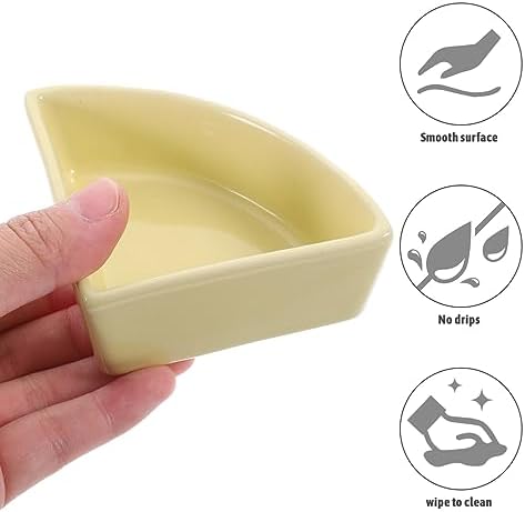 iplusmile Hamster Bowl, Ceramic Food Bowl Guinea Pigs Rabbit Food Water Feeding Dish Small Animal Food Bowl for Guinea Pigs Gerbil Rat Chinchilla Hedgehog Cage Supplies, Yellow - Görsel 3