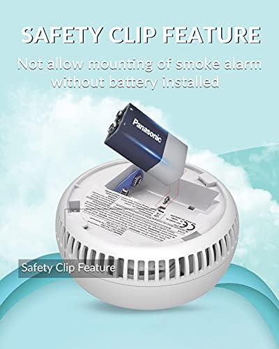 Ecoey Smoke Alarm Fire Detector, Battery Included Photoelectric Smoke Detector with Test Button and Low Battery Signal, Small Fire Alarm for Home, Bedroom FJ136GB, 6 Packs - Görsel 7