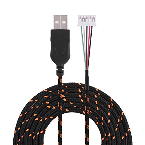 2.2 Meters USB Mouse Lines Wire Mice Cable Replacement Part Repair Accessory for Steelseries Mouse Computer Mouse Cable(Black+Orange)