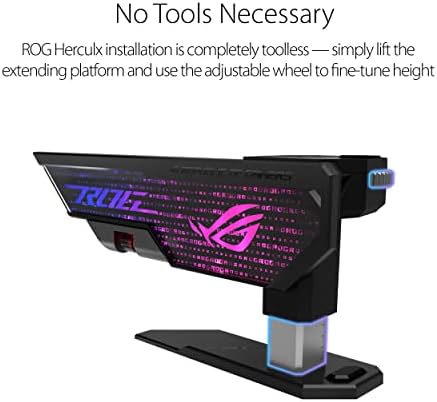 ASUS ROG Herculx Graphics Card Anti-Sag Holder Bracket (Solid Zinc Alloy Construction, Easy Toolless Installation, Included Spirit Level, Adjustable Height, Wide Compatibility, Aura Sync RGB) - Görsel 4