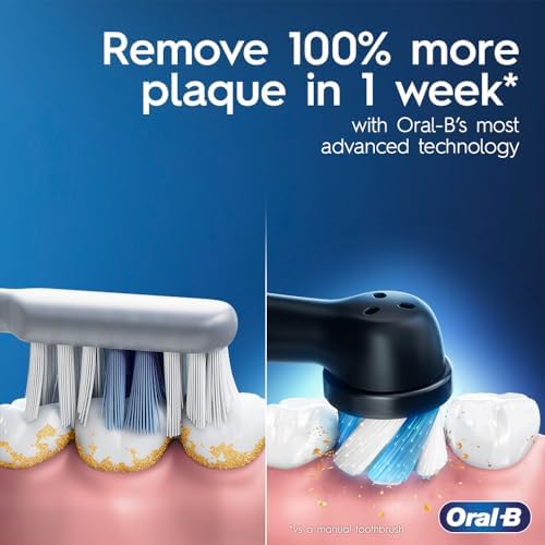 Oral-B iO Deep Clean Rechargeable Electric Powered Toothbrush, Black with iO Series 3 Limited, 2 Brush Heads and Travel Case - Pressure Sensor to Protect Gums - 3 Cleaning Settings - 2 Minute Timer - Görsel 2