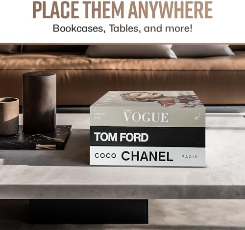 chic Faux Book Set for Stylish Home Decor - Preppy Aesthetic Collection (black, white, beige) - Görsel 5