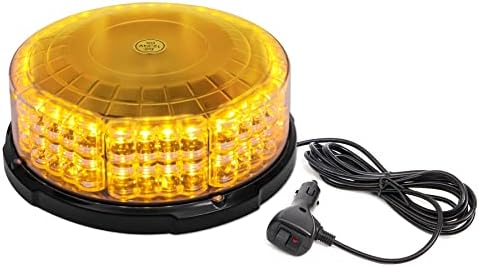ROUTEKING 64 LED Rundumleuchte - 12/24V Gelb Warnleuchte led magnet, 12 Blitzmuster IP65 Warnblinkleuchte Blitzlicht Auto LKW KFZ Dach Stroboskop Lamp (Orange) - Görsel 1