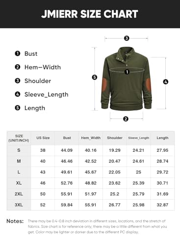 JMIERR Men's Corduroy Sweatshirt Casual Long Sleeve Stand Collar Button Pullover Sweatshirts with Pockets - Görsel 6