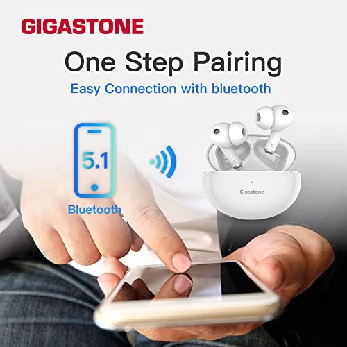 Gigastone TWS TAQ1 True Wireless Earbuds, Bluetooth V5.1 Support Wireless Charging with Active Noise Cancellation, Environmental Noise Cancellation, Transparent Mode, White - Görsel 5