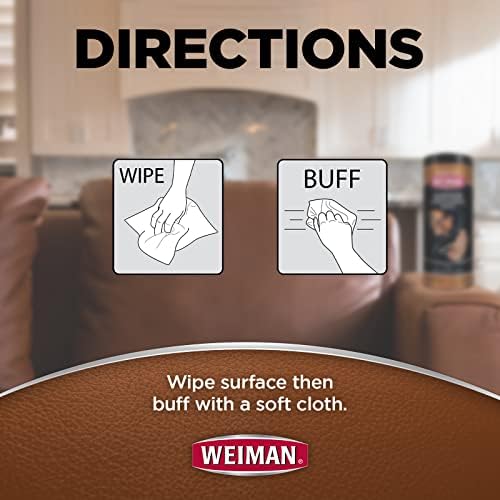 Weiman Leather Cleaner & Conditioner Wipes With UV Protection, Prevent Cracking Or Fading Of Leather Couches, Car Seats, Shoes, Purses - 30 ct - Görsel 7