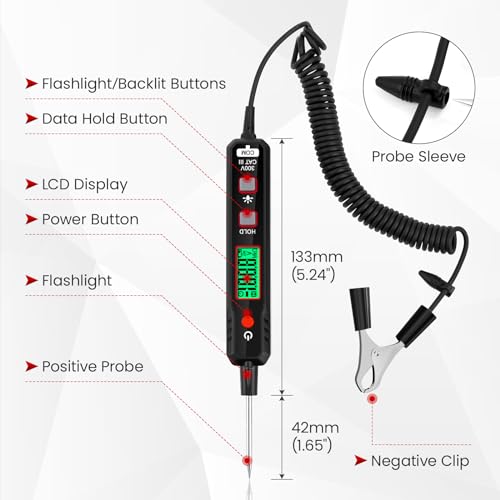 OBDResource Araç için gerilim kontrol cihazı, akıllı devre test cihazı, akım sensörü 0,8 – 100 V DC gerilim kontrol cihazı, otomotiv süreklilik testi, elektrikli test cihazı, araç sigortası test - Görsel 2