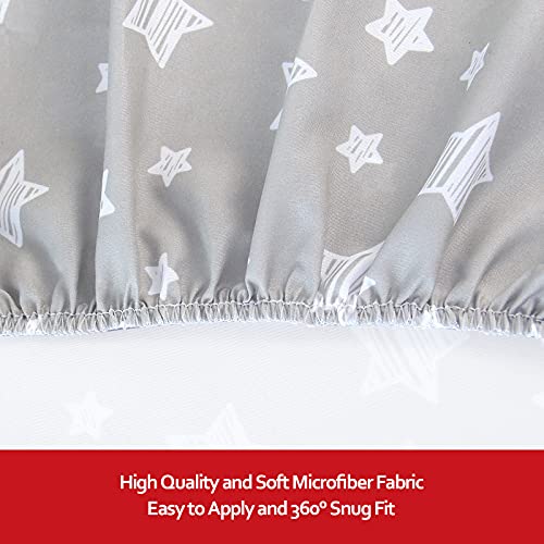 Pack and Play Sheets, 2 Pack Mini Crib Sheets, Stretchy Playard Fitted Sheet, Compatible with Graco Pack n Play, Soft and Breathable Material, Stars & Bunny - Görsel 4