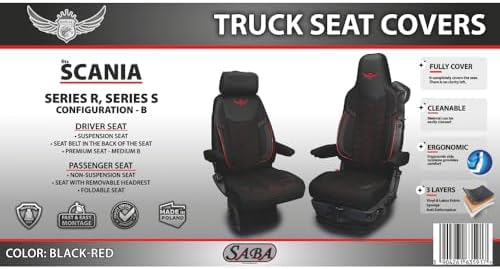 LUCARO Kamyon koltuk kılıfı, Scania R serisi 2013 yılından itibaren, S serisi 2017'den itibaren - Konforlu ve uyumlu koltuk kılıfları - kamyon aksesuarı - yüksek kaliteli jakarlı ve ekolojik deri gri - Görsel 5