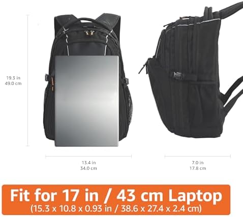 Amazon Basics Laptop Backpack Fits Up to 17-Inch Laptops, Black - Görsel 2