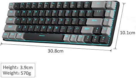 MageGee Portable 60% Mechanical Gaming Keyboard, MK-Box LED Backlit Compact 68 Keys Mini Wired Office Keyboard with Red Switch for Windows Laptop PC Mac - Black/Grey - Görsel 7