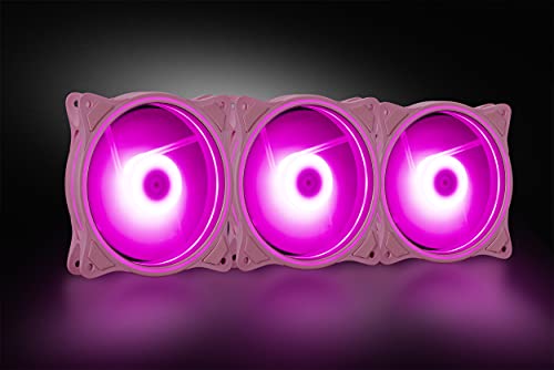 120mm Computer PC Cooling Fan Pink LED Game Case Cooler Fan Quiet 12V Computer PC Fan with Triple Light Loop 3-Pack - Görsel 7