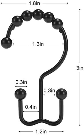 Shower Curtain Hooks, Goowin Shower Curtain Rings, Stainless Steel Black Shower Curtain Hooks, Shower Curtain Rings Rust Proof, Free Sliding Double Shower Hooks for Shower Curtain & Liners (Black) - Görsel 3