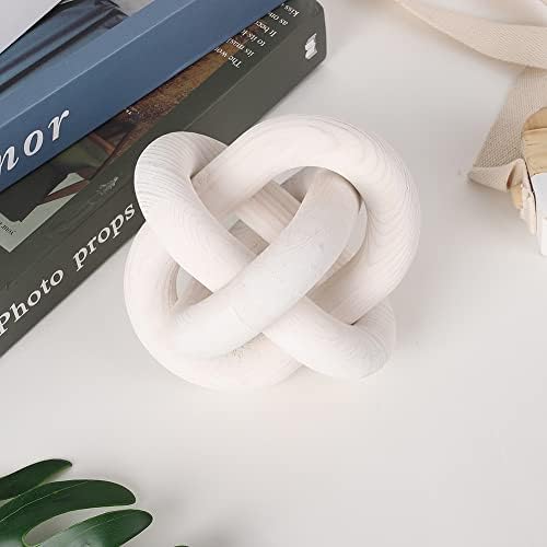 Wood Knot Chain Link Decor - 3 Link Boho Wooden Hand Carved Decorative Wooden Links Knots for Coffee Table Entryway Modern Farmhouse Shelf Decoration - Görsel 5