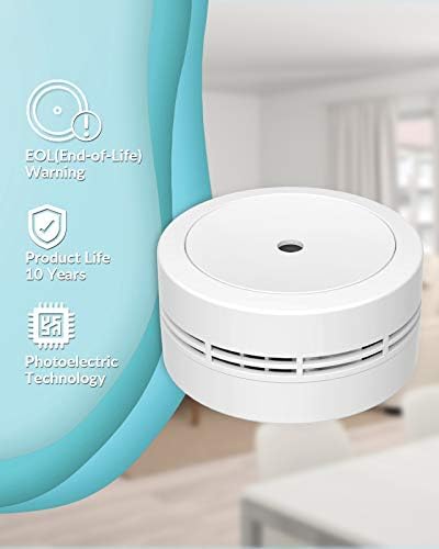 Ecoey Small Smoke Detector Alarm, 10 Year Fire Alarms Smoke Detectors with Built-in 3V Battery, Smoke Alarm with Big Test Button and Silence Function for House, FJ135, 2PACK - Görsel 4