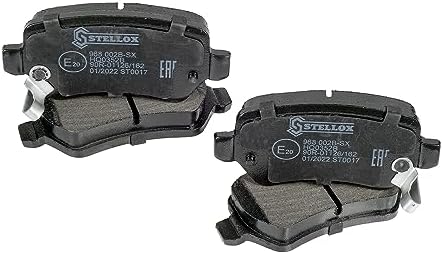 STELLOX 968 002B-SX fren balatası seti, disk fren (4 adet) – aşınma uyarı kontağı – ECE-R90 sertifikalı – set başına dört fren balatası – otomobil ve ticari araçlar için - Görsel 1