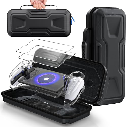 Accessories Bundle for Playstation Portal, Carrying Case and Hard PC Clear Cover Case with Tempered Glass Screen Protector, Protective Cover Case and Hard Shell Portable Travel Handbag for Ps Portal - Görsel 1