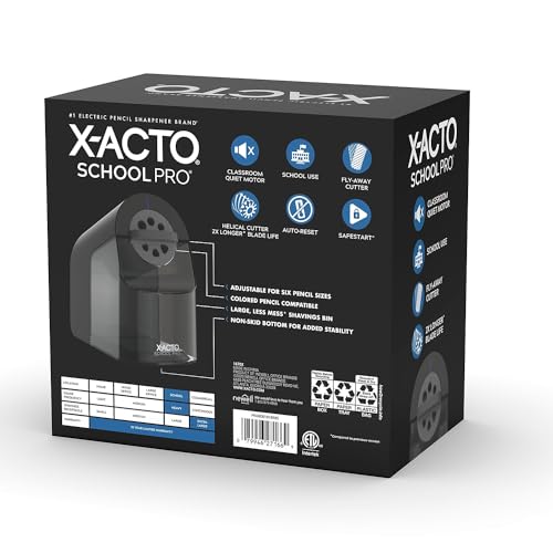 X-ACTO Pencil Sharpener, SchoolPro Electric Pencil Sharpener, Heavy Duty Electric Pencil Sharpener for School, Classroom and Teacher Supplies, Perfect Addition to Homeschooling Supplies, Black - Görsel 2