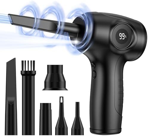 Mini Portable Cordless Air Duster, Compressed Air Duster for PC & Keyboard Cleaning, Rechargeable Electronic Air Blower, Computer Air Pressure Cleaner with LED Display - Görsel 1