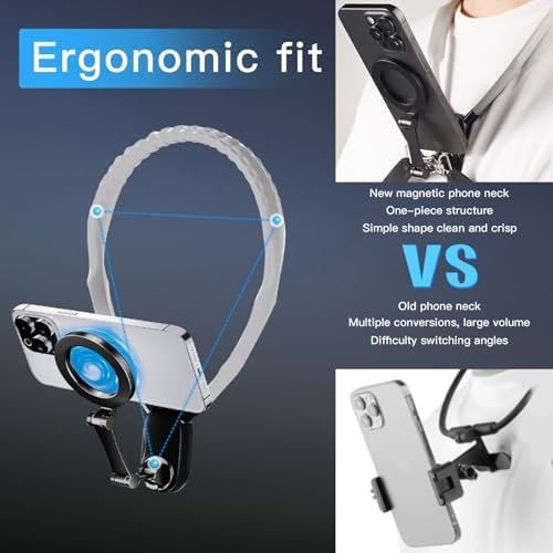 Neck Mount Phone Holder Magnetic Neck Holder for Action Camera & Phone Hand Free Cell Phone Neck Holder for Recording POV Video Vlog - Görsel 6