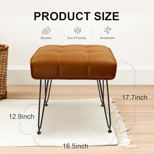 HOUCHICS Vanity Stool, Makeup Stool, Vanity Stools for Makeup, Vanity Chair, Vanity Stool Seating, Vanity Chair for Makeup Room (Brown) - Görsel 4
