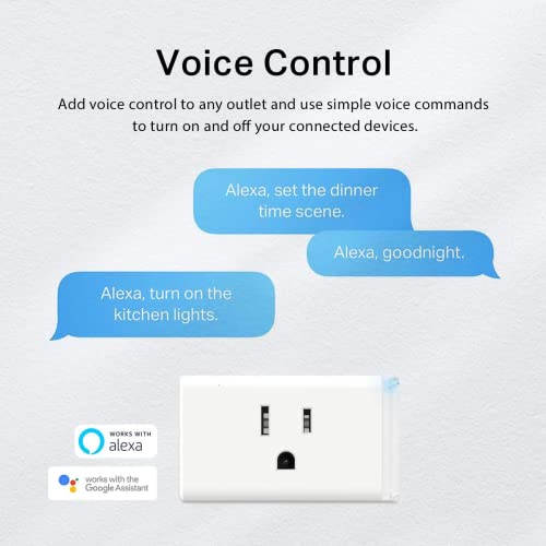 Kasa Smart Plug HS103P4, Smart Home Wi-Fi Outlet Works with Alexa, Echo, Google Home & IFTTT, No Hub Required, Remote Control, 15 Amp, UL Certified, 4-Pack, White - Görsel 3