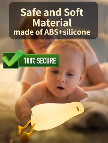 BemeedLigt Lying Flat Duck Night Light, Cute Silicone Duck Lamp, LED Nursery Nightlight, Dimmable Bedside Touch Lamp, Rechargeable Light Up Duck for Breastfeeding Toddler White - Görsel 2