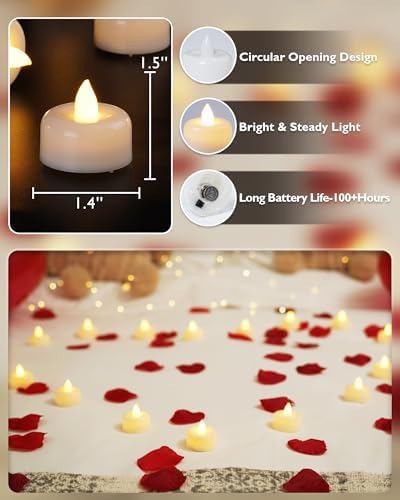 Raycare 24Pack Battery Operated Tea Lights Candles, Long Lasting Fake Candles, Flameless LED Tea Lights, Electric Candles for Wedding, Centerpieces, Home Decor, Halloween, Christmas - Görsel 2