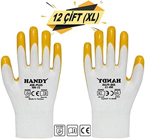 Badem10 Handy HN-15 Nitril Kaplama İş Eldiveni Sanayi İnşaat Usta Eldiven 10/XL (12 ÇİFT) - Görsel 6