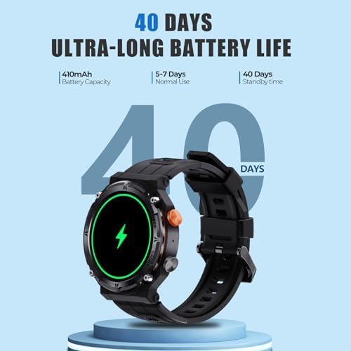 VIRAN Military Smart Watches for Men, 5ATM Waterproof Rugged Smart Watch with Bluetooth Call (Answer/Dial Call), 1.39” HD IP68 Fitness Tracker Watch with 100+ Sport Modes for Android/iOS Phone - Görsel 6
