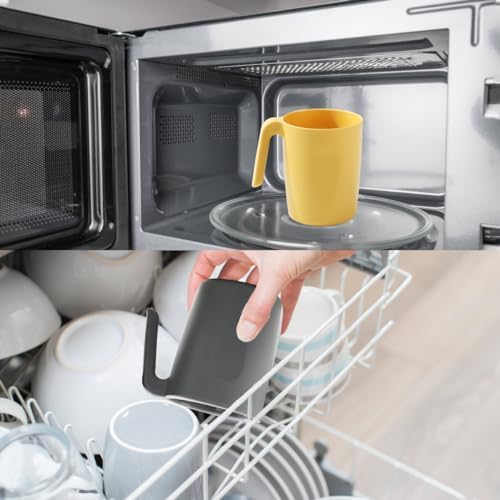 Berglander Plastik kahve fincanı seti, 8'li 450 ml, çok renkli, plastik kahve kupası, kulplu, çok yönlü, taşıması kolay, ev, bahçe, piknik, kamp, dış mekan için ideal - Görsel 5