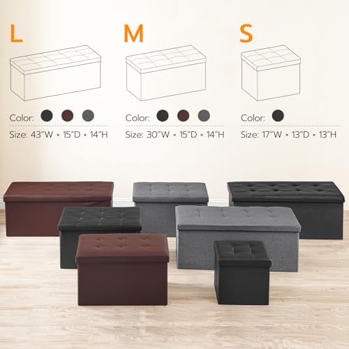 29.9 Inchs Folding Storage Ottoman Bench, Storage Chest, Footrest, Coffee Table, Padded Seat, Upholstered Top, Holds up to 660 lb, for Living Room, Bedroom, Entryway, Brown BR78CW01 - Görsel 7