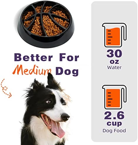 Thumberly Slow Feeder Dog Bowl, Anti-chocking Healthy Neater Eating Bloat Stop Release Boredom Anxiety for Small Medium Dogs Melmaine Food Grade Interactive Basketball Puzzle Maze Bowl 2 Cups - Görsel 3